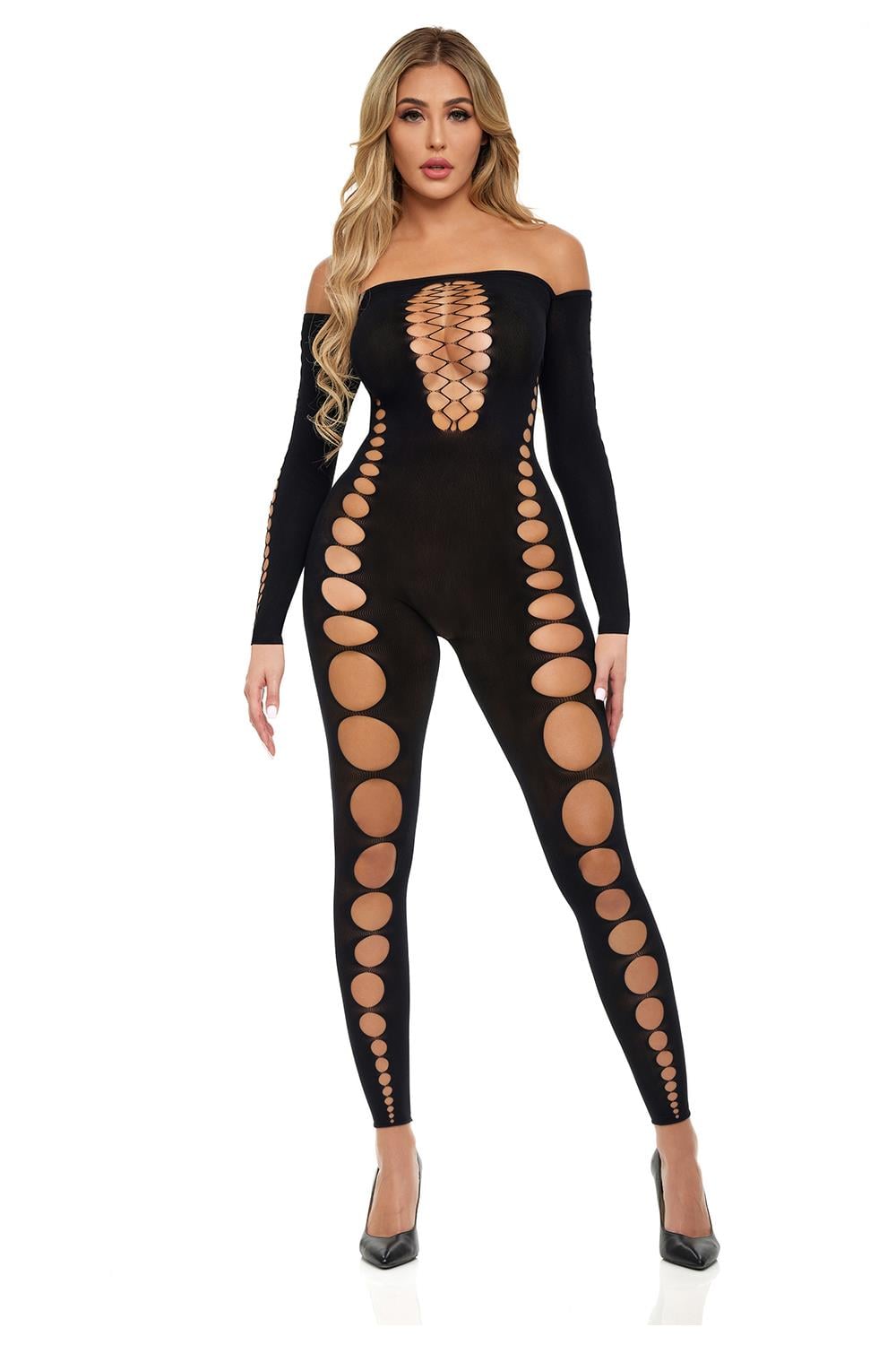 Bodystocking Negru Pink Lipstick Lingerie Boujee Gang