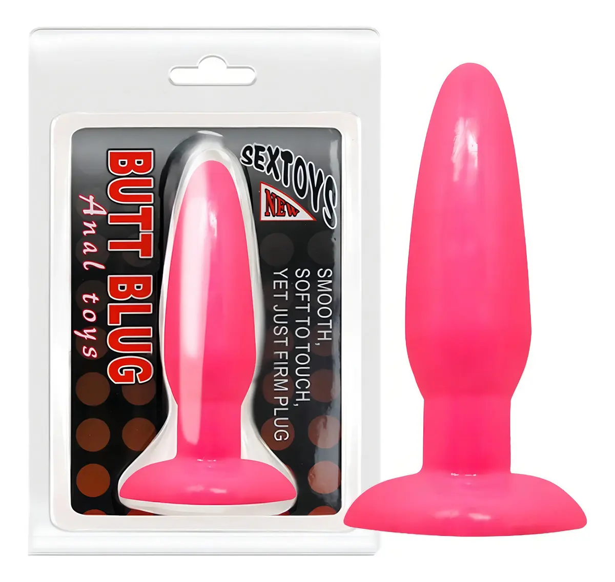 Anal plug conic TPE roz 15cm diametru 4cm baza ventuza vedere principala