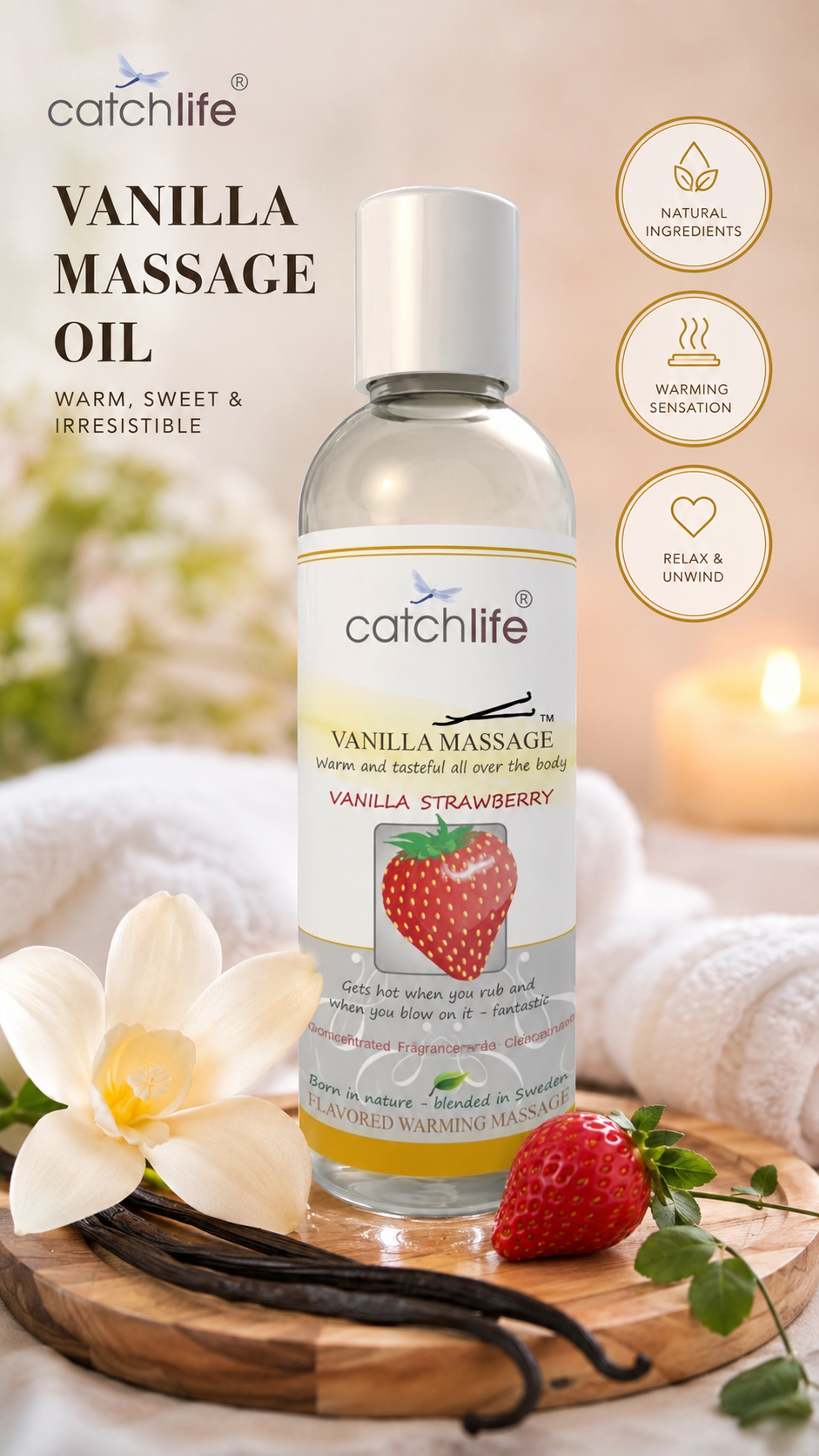 Nature Body Fun Gel Vanilie Capsuni gel incalzitor comestibil