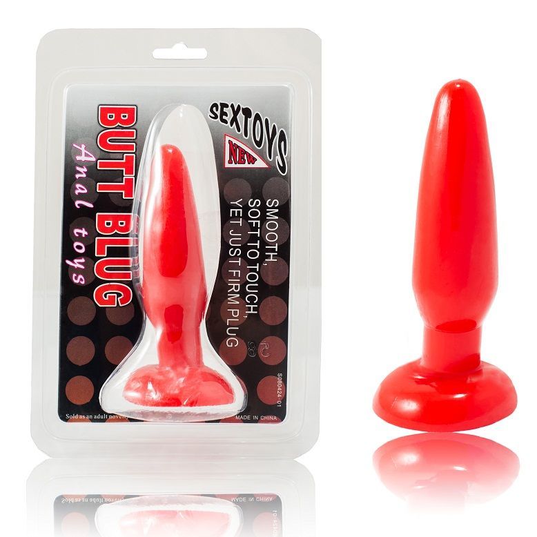 Anal plug conic TPE rosu 15cm 4cm diametru baza ventuza vedere principala