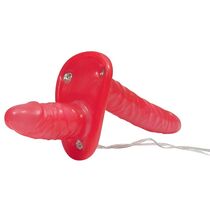 Strapon Vibrator Dublu Bad Kitty »Naughty Toys« 18 cm - Rosu