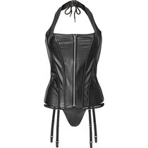 Corset Piele Ecologica Avanza - Negru - vedere frontala