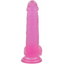 Dildo Jelly Pink Roz Large Lovetoy - material TPE moale flexibil culoare roz