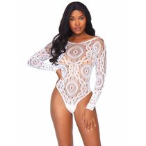 Body Dantela Leg Avenue - Alb