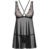Set Babydoll si Bikini Obsessive Azul - Neagru