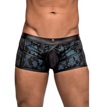 Pantaloni scurti,Male Power,Strappy Short, Blue/Black, detalii din piele
