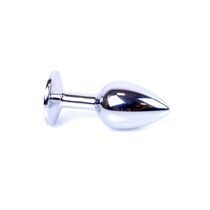Plug anal bijuterie din otel inoxidabil, profil lateral cu forma anatomica si gat ingust