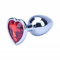 Dop anal Precious Metals Heart Shaped Silver aliaj aluminiu bijuterie inima rosie