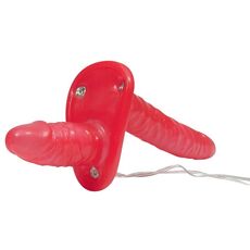 Strapon Vibrator Dublu Bad Kitty &raquo;Naughty Toys&laquo; 18 cm - Rosu