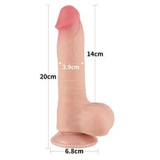 Dildo Dubla Densitate cu ventuza si scrot, strat dublu glisant de 20cm- Natural