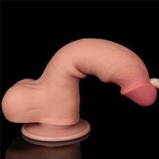 Dildo Dubla Densitate cu ventuza si scrot, strat dublu glisant de 20cm- Natural