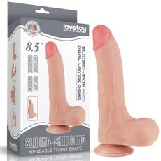 Dildo Dubla Densitate cu ventuza si scrot, strat dublu glisant de 22cm- Natural
