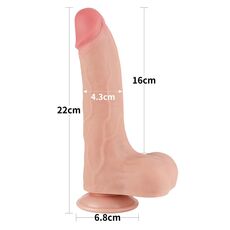 Dildo Dubla Densitate cu ventuza si scrot, strat dublu glisant de 22cm- Natural
