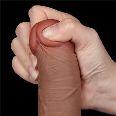 Dildo Dubla Densitate cu ventuza si strat dublu glisant de 20cm, Light Brown