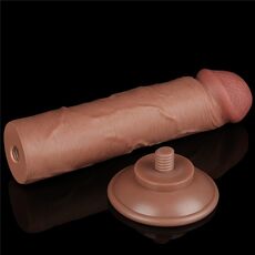 Dildo Dubla Densitate cu ventuza si strat dublu glisant de 20cm, Light Brown