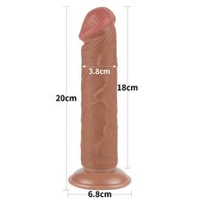 Dildo Dubla Densitate cu ventuza si strat dublu glisant de 20cm, Light Brown