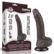 Dildo Dubla Densitate cu strat dublu glisant de 19.5cm, Negru