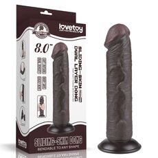 Dildo Dubla Densitate cu ventuza si strat dublu glisant de 20cm, Negru