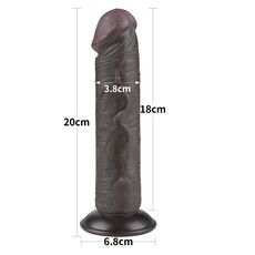 Dildo Dubla Densitate cu ventuza si strat dublu glisant de 20cm, Negru