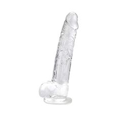 Dildo Realist Loving Joy 9 Inch Transparent - vedere completa cu baza ventuza