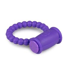 Inel penis vibrator Easytoys mov - detaliu modul vibrator si buton pornire