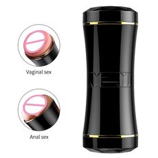 Cele doua capete ale masturbatorului, marcate distinct: vaginal si anal