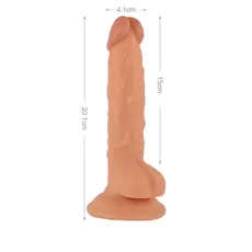 Dildo Realistic Mr Rude 20cm x 4cm, Piele naturala cu ventuza si scrot