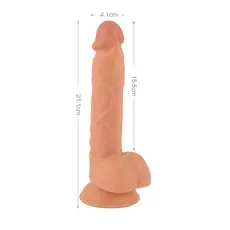 Dildo Realistic Mr Rude 21 cm, Piele naturala cu ventuza si scrot
