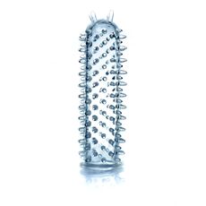 Stimulator Penis Sleeve cu tepi Transparent, vedere laterala cu inelul de la baza