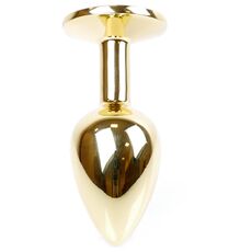 Dop Anal Plug Jewellery Gold Red, vedere din profil, forma conica aurie