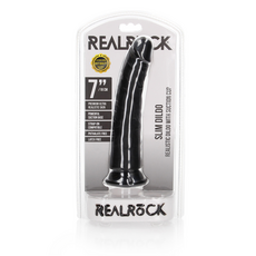 Dildo Slim Realistic REALROCK Negru detaliu vene si curbura