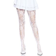 Ciorapi Dantela Florala Fara Cusaturi Albi Leg Avenue
