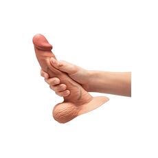 Dildo realistic b-Vibe Slipskin Curvy 8 inch natural, vedere laterala