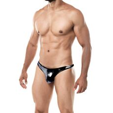 Tanga Barbateasca CUT4MEN Provocative Skai, Negru, detaliu material
