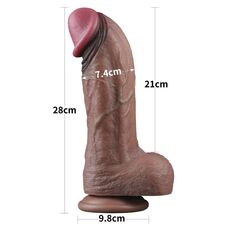 Dildo Lovetoy Nature Cock cu masuratori oficiale: 28cm lungime totala, 21cm lungime utila, 7,4cm diametru
