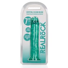 Dildo Realistice REALROCK Straight Suction Cup - Verde Transparent, 18cm