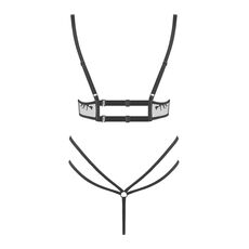 Corset Leonela Beauty Night wetlook negru, vedere laterala