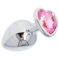 Plug anal metalic Heart Jewel roz, vedere din unghi opus