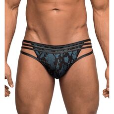 Male Power Strappy Thong - Blue/Black