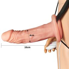 Vibrating Unisex Hollow Strap On Lovetoy - dimensiuni 16 cm lungime, 4 cm diametru