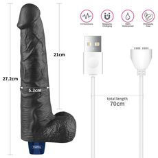 Vibrator Lovetoy Real Softee cu masuratori oficiale: 27,2cm lungime totala, 21cm lungime inserabila, 5,3cm diametru
