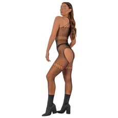 Bodystocking Lace by LJ Negru, vedere din spate cu decupaj thong