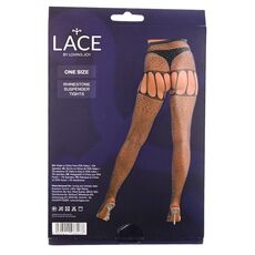 Ciorapi Lace by LJ Rhinestone Negru, cutie vedere spate cu specificatii