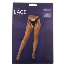 Colanti plasa Lace by LJ Rhinestone Negru, ambalaj cutie