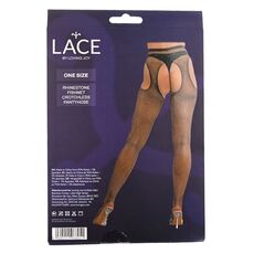 Colanti plasa Lace by LJ Rhinestone Negru, cutie vedere spate cu specificatii