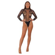 Body dantela Lace by LJ Negru, detaliu model floral din dantela