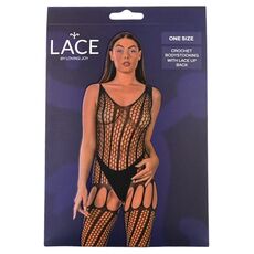 Bodystocking crosetat Lace by LJ Negru, ambalaj cutie
