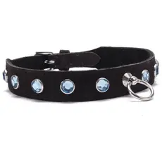 Zgarda Bondage Crystal Collar Light Blue reglabila
