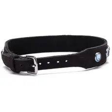 Zgarda Bondage Crystal Collar Light Blue piele naturala