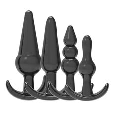 4 dopuri anale Loving Joy, TPE - negru set